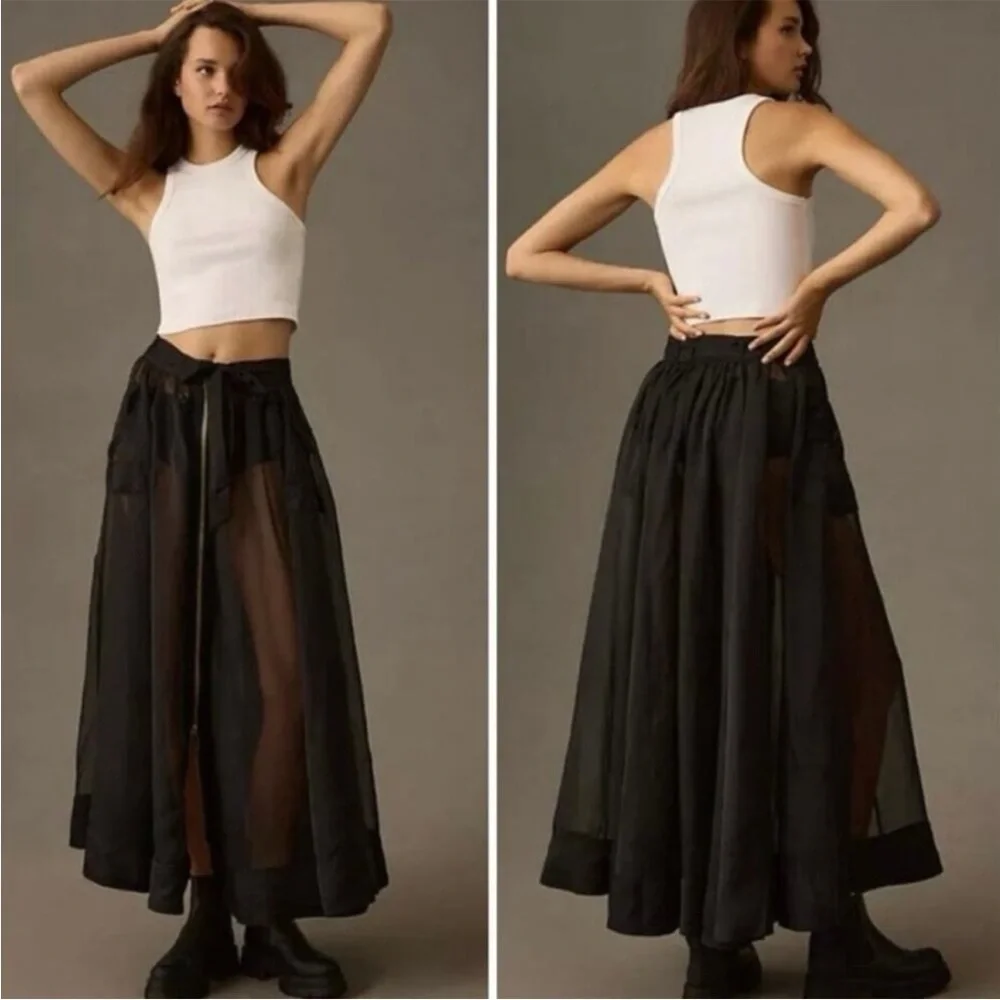 Anthropologie Sheer Parachute Maxi Skirt Size 6 | NWT